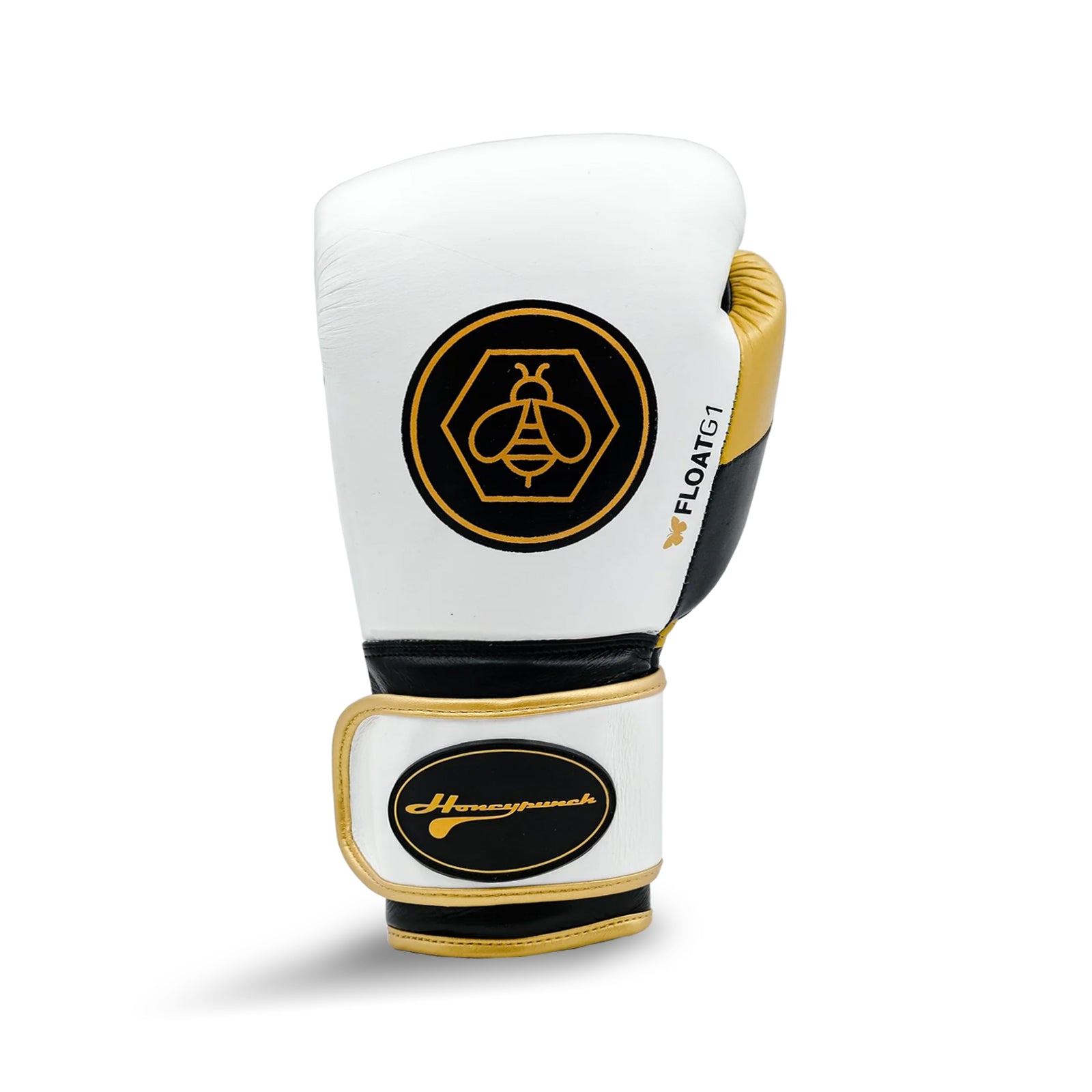 Honey Punch Pro Spar Boxing Glove White Gold Black