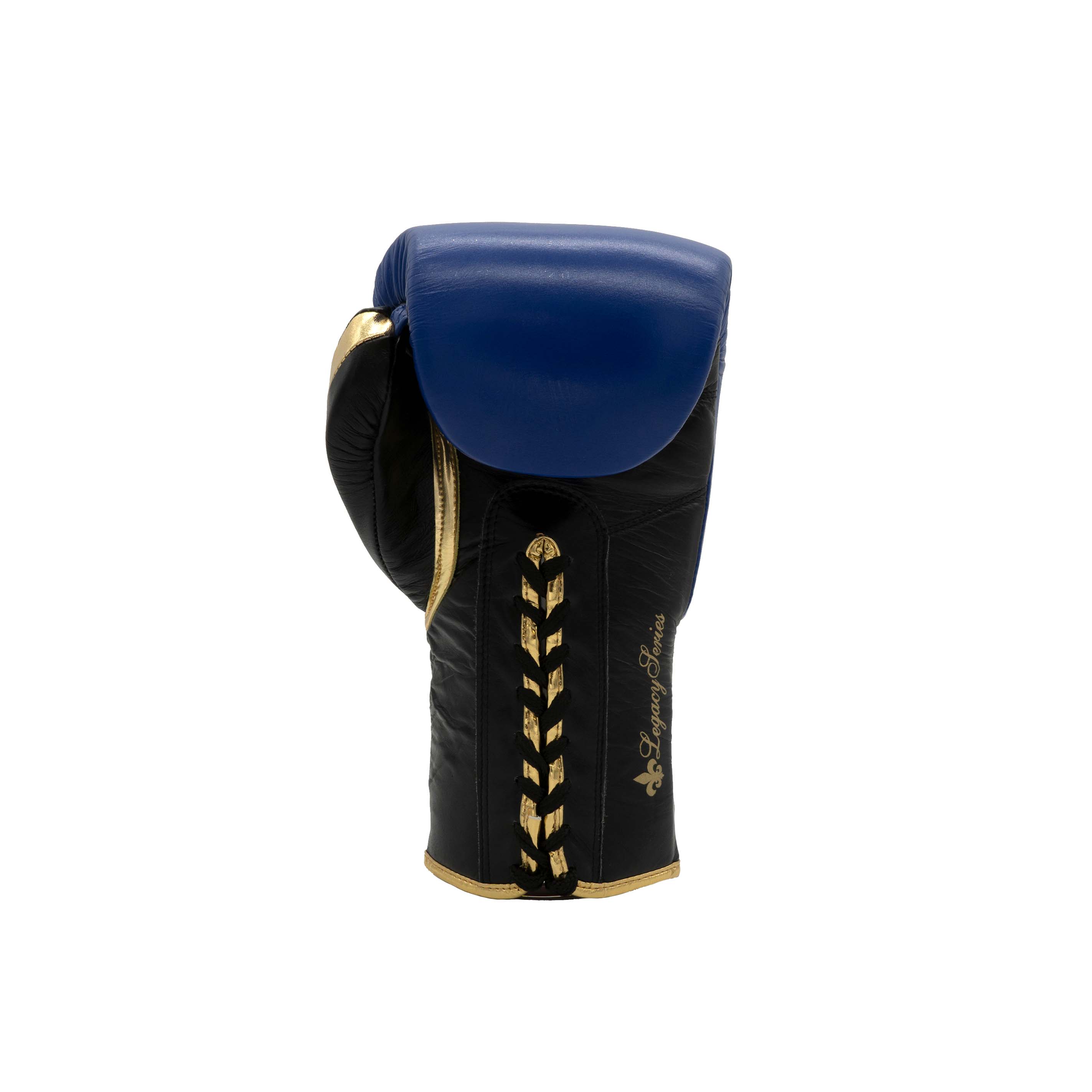 Ringside Boxing Legacy Series Lace Boxing Gloves in blue on white background reverse angle