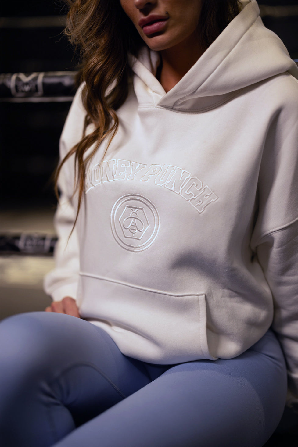 Embroidered Hoodie in Winter White