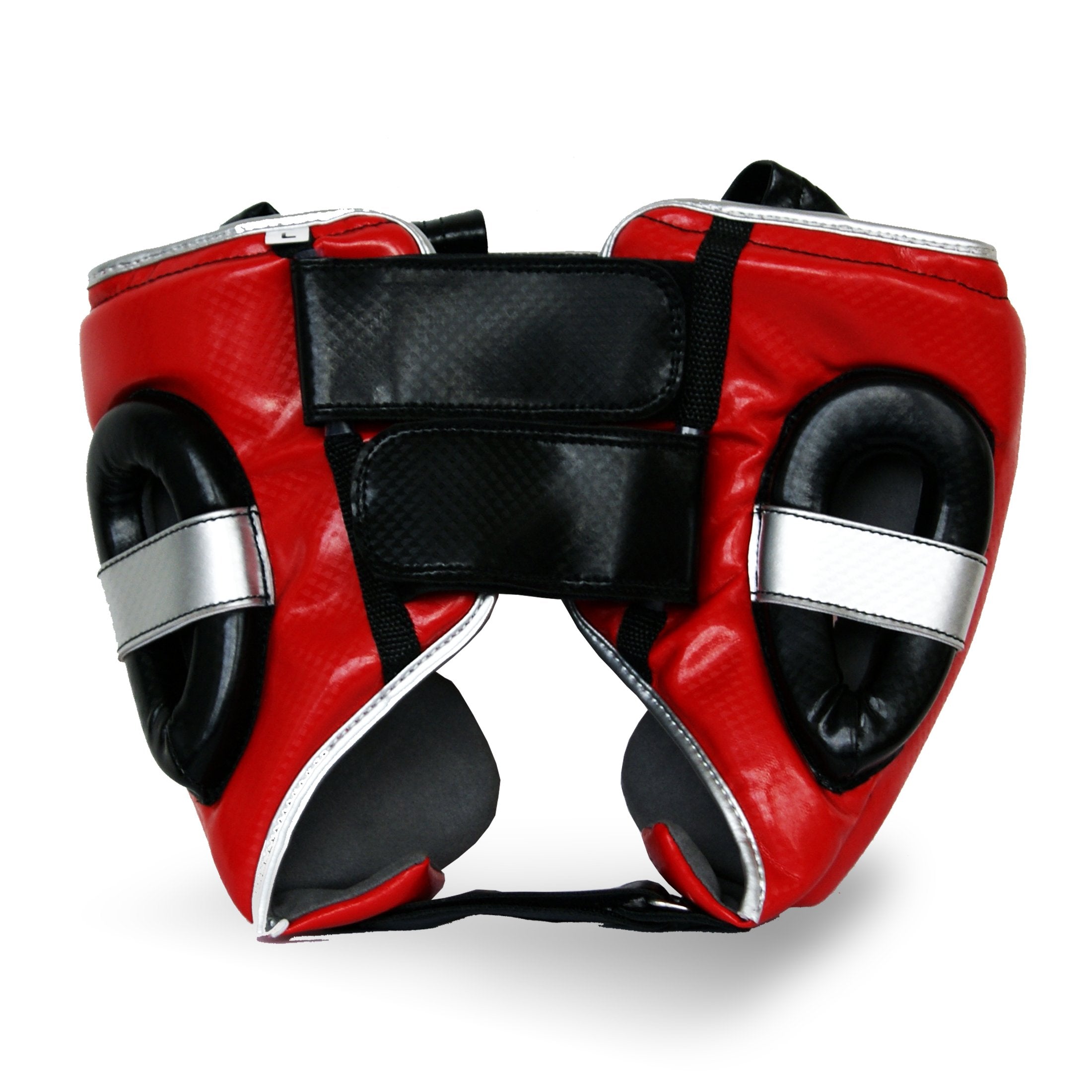 Pro Fitness Head Guard Synthetic Leather Metallic Red / Black / Silver