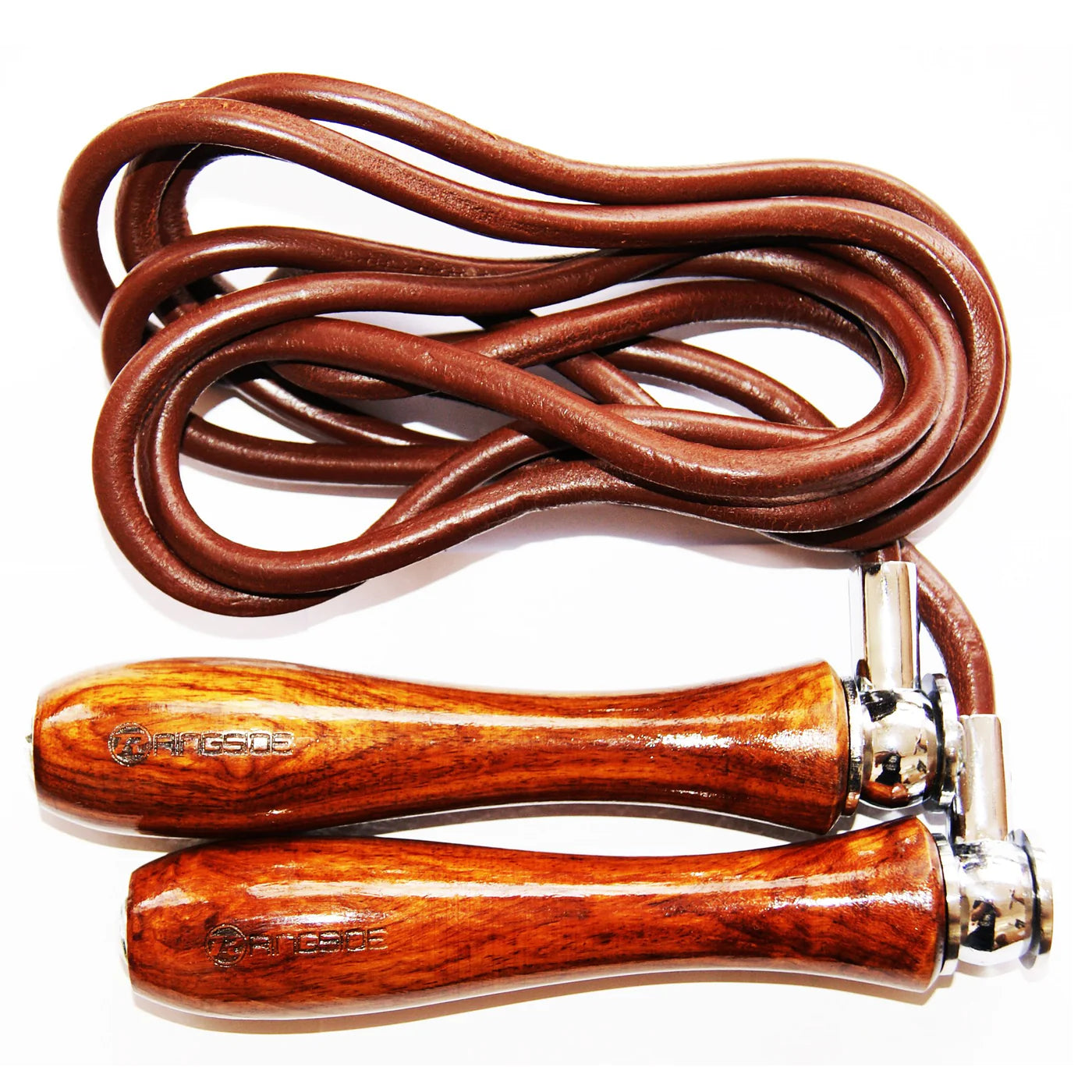 Ringside Boxing UK Weighted Handle Wood Leather Skipping Rope
