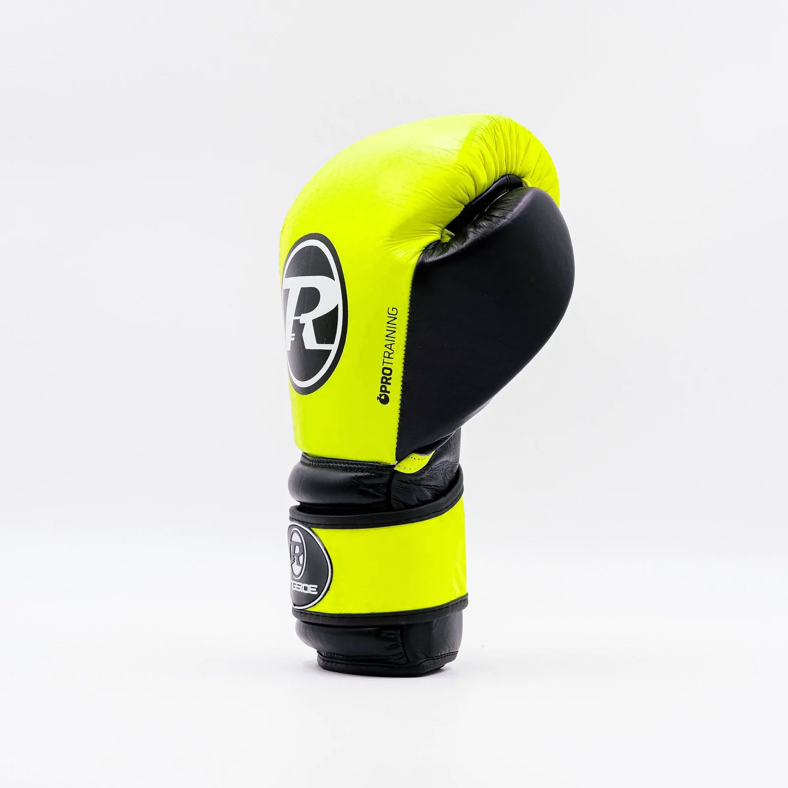 Ringside Strap Boxing Glove Yellow on white background side angle