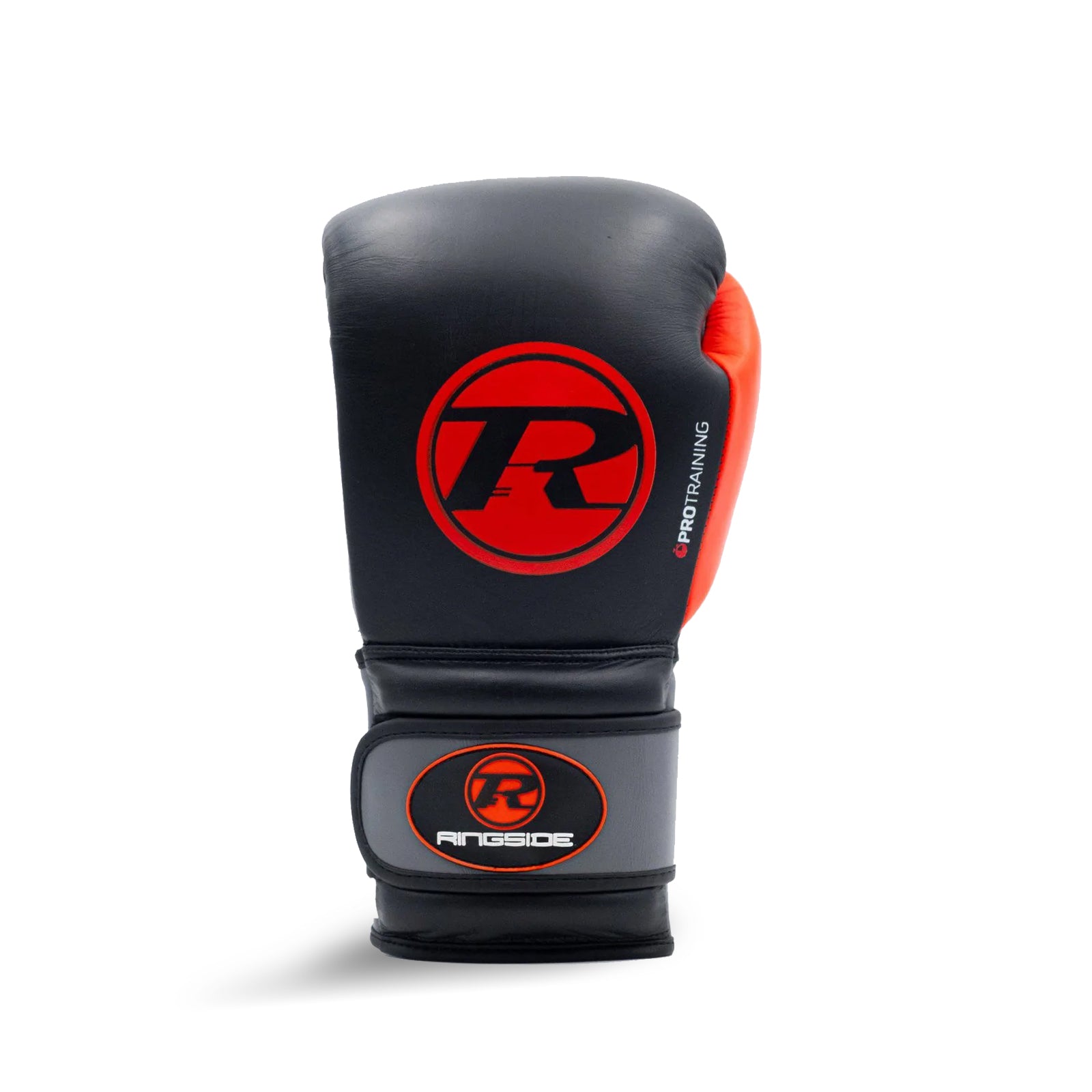 Ringside Boxing Strap Boxing Glove Black / Red  on white background. 