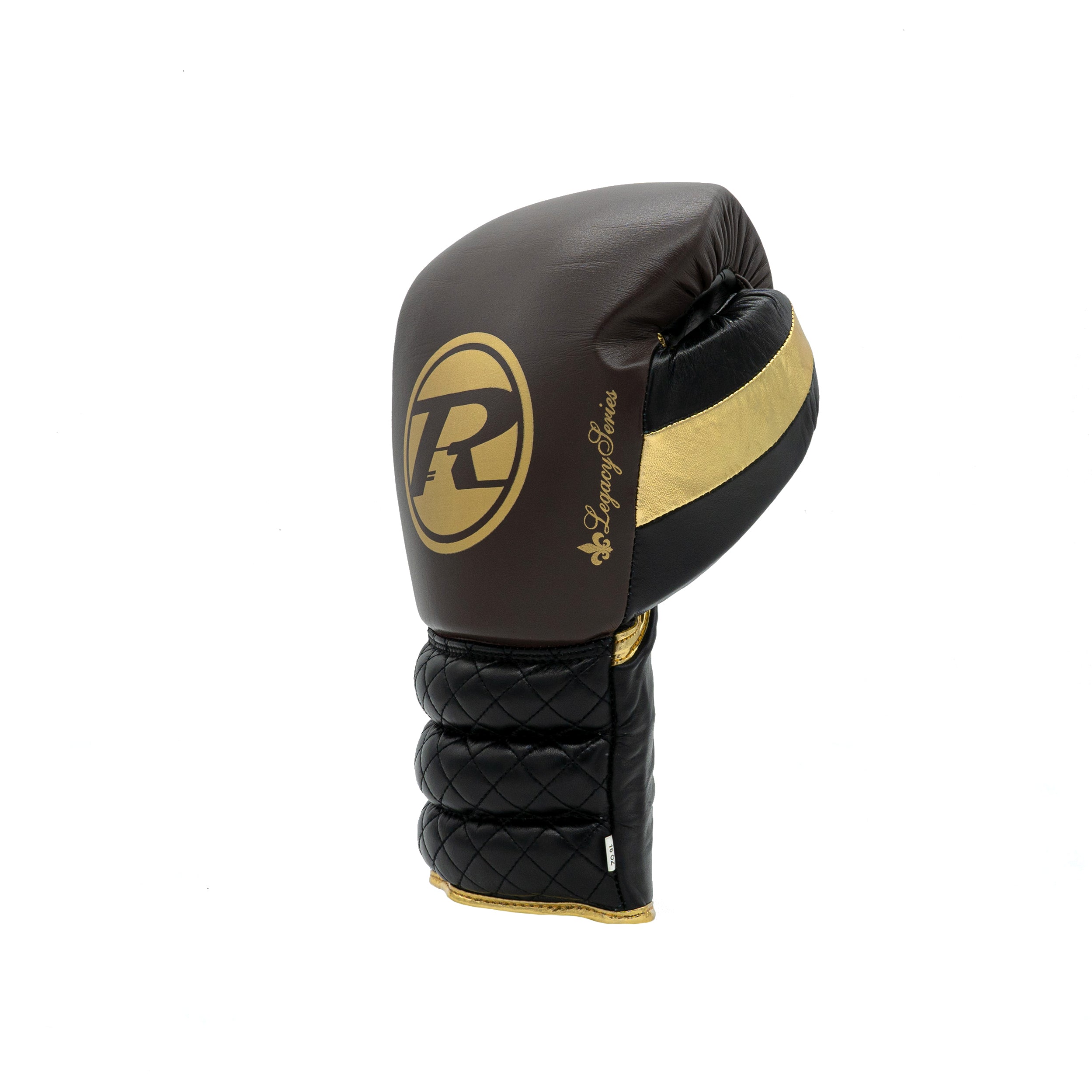 Ringside Boxing Legacy Series Lace Boxing Gloves in brown on white background side angle
